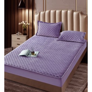 Husã matlasatã tip topper din catifea, 160x200cm + 2 fete de perna 50x70cm, mov Husã matlasatã tip topper din catifea, 160x200cm + 2 fete de perna 50x70cm, mov