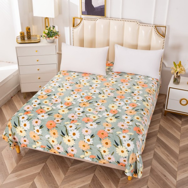 Patura pufoasa cocolino 200x230cm, 230gr, Portocaliu, flori [1]