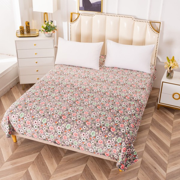 Patura pufoasa cocolino 200x230cm, 230gr, Gri, flori [1]