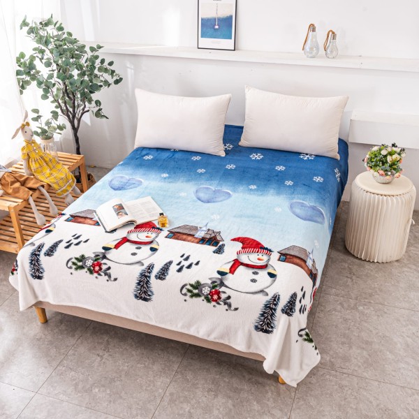 Patura pufoasa cocolino 200x230cm, 230gr, Albastru, Mos Craciun [1]
