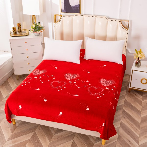 Patura pufoasa cocolino 200x230cm, 230gr, Rosu, inimioare [1]