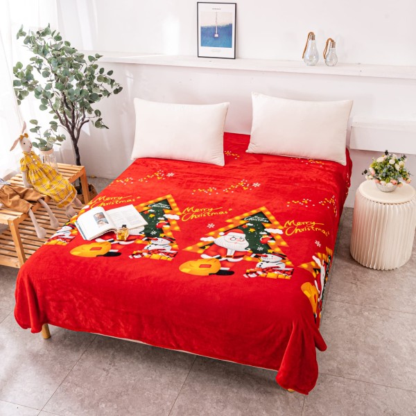 Patura pufoasa cocolino 200x230cm, 230gr, Rosu, Mos Craciun [1]
