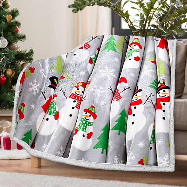 Patura pufoasa cocolino 200x230cm, Craciun, 240gr, Gri [1]