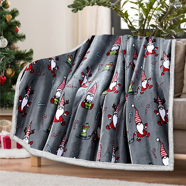 Patura pufoasa cocolino 200x230cm, Craciun, 240gr, Gri inchis [1]