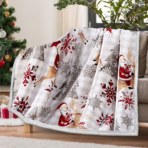 Patura pufoasa cocolino 200x230cm, Craciun, 240gr, Gri [1]