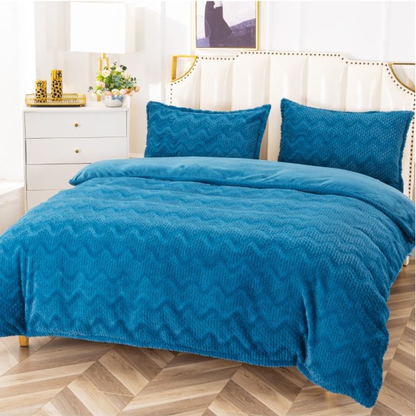 Lenjerie pentru pat dublu pufoasa COCOLINO, 4 piese, Albastru [1]