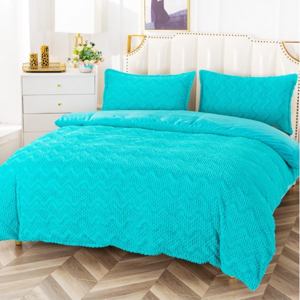 Lenjerie pentru pat dublu pufoasa COCOLINO, 4 piese, Turquoise [1]