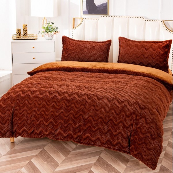 Lenjerie pentru pat dublu pufoasa COCOLINO, 4 piese, Maro [1]
