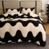 Lenjerie pat dublu, Super Pufoasa COCOLINO, 4 piese, Crem-Negru, valuri [5]