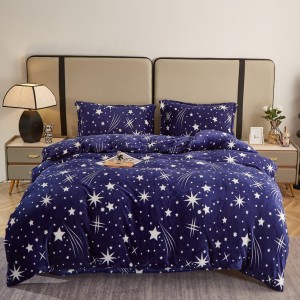 Lenjerie pat dublu, Super Pufoasa COCOLINO, 4 piese, Albastru, stelute Lenjerie pat dublu, Super Pufoasa COCOLINO, 4 piese, Albastru, stelute