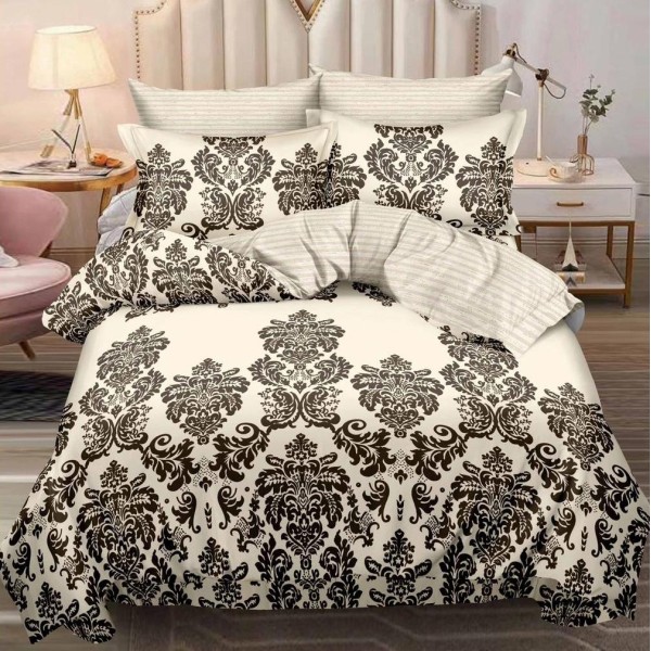 Lenjerie pat dublu (140x200cm, 160x200cm, 180x200cm),  FINET, 6 piese, Bej, model oriental [1]