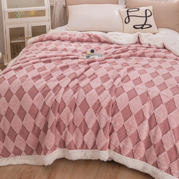 Patura CoCoLiNo cu Blanita de Iepure si Catifea Teddy, 200x230cm, cu blanita pe spate, Jojo Home, Roz [1]