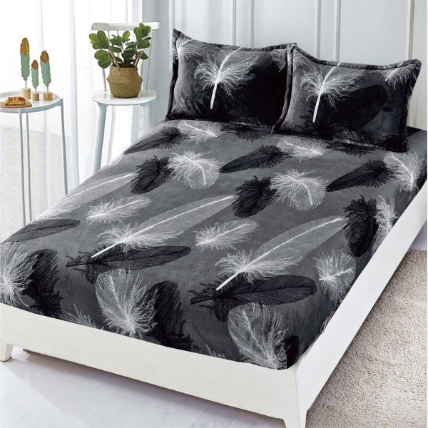 Cearsaf cu elastic COCOLINO, 180x200x25cm, 2 fete de perne, Gri, pene [1]