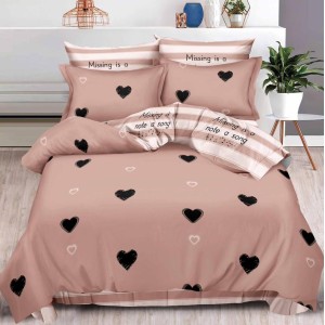 Lenjerie pat dublu, Finet, 6 piese, Maro, inimioare Lenjerie pat dublu, Finet, 6 piese, Maro, inimioare