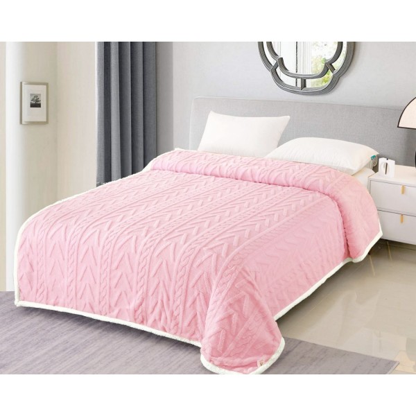 Patura CoCoLiNo tip Tricotaj cu blanita, 200x230cm, Roz [1]