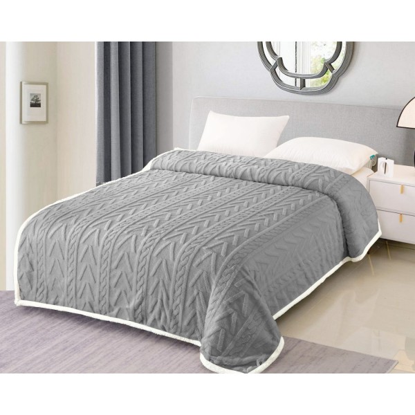 Patura CoCoLiNo tip Tricotaj cu blanita, 200x230cm, Gri [1]