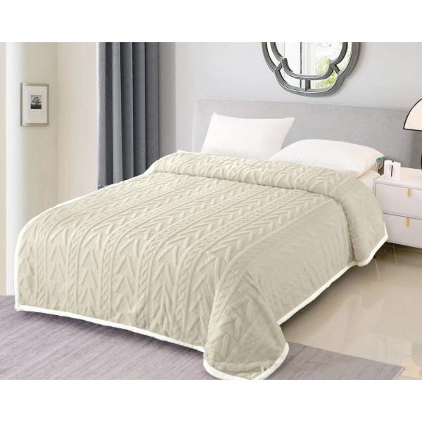Patura CoCoLiNo tip Tricotaj cu blanita, 200x230cm, Crem [1]
