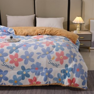Pilota Cocolino cu blanita 200x230cm, Alb, flori  Pilota Cocolino cu blanita 200x230cm, Alb, flori