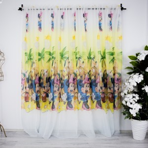 Perdea pentru Copii din Matase Imprimata, Mickey si Minnie, 140cm latime x 260cm inaltime, cu rejansa pt bara Perdea pentru Copii din Matase Imprimata, Mickey si Minnie, 140cm latime x 260cm inaltime, cu rejansa pt bara