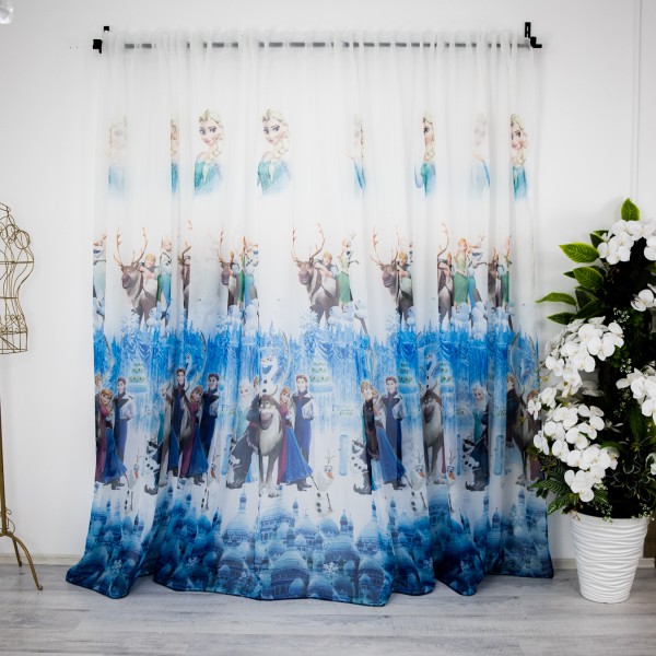 Perdea pentru copii din matase, Frozen, 3m latime x 2.70m inaltime , rejansa pentru sina [1]