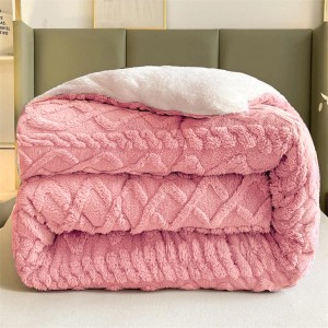 Pilota CoCoLiNo Sherpa tip Tricotaj cu blanita, matlasata, 200x230cm, roz