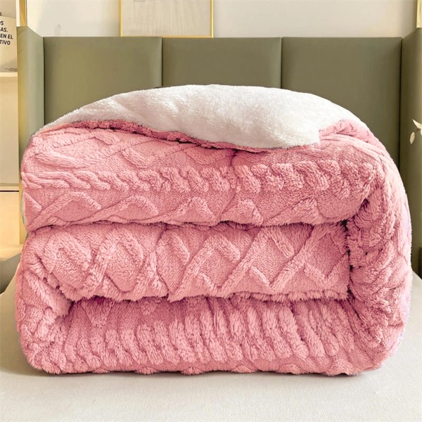 Pilota CoCoLiNo Sherpa tip Tricotaj cu blanita, matlasata, 200x230cm, roz [1]