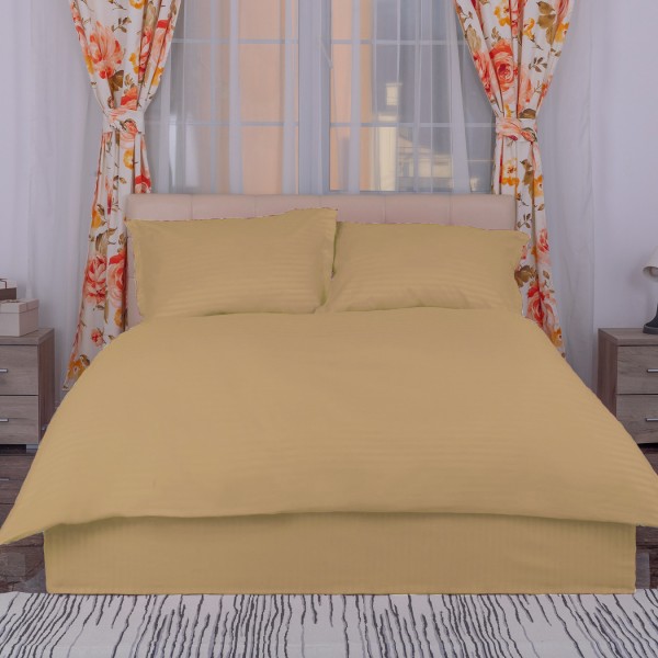 Lenjerie de pat Single, Ralex Pucioasa, HoReCa, Damasc Policoton, 3 piese, Auriu [1]