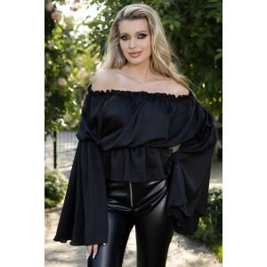 Top cu maneci largi, Sonia, negru Top cu maneci largi, Sonia, negru