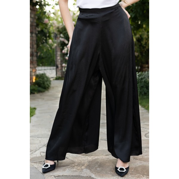 Pantaloni lejeri cu talie inalta, Summer, Negri [1]
