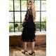 Rochie midi din Tulle si Satin, Pamela, Negru