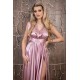 Rochie lunga Versatila din Satin, cu diverse moduri de purtare, Roz