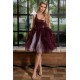 Rochie cu corset si tulle, Visiniu cu Alb, Baby Doll