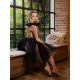 Rochie cu corset si tulle, Auriu cu Negru, Baby Doll