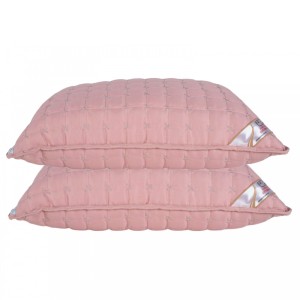 Set 2 perne matlasate brodate, dreptunghiulare 50x70 cm, Roz, Fabricate in Romania