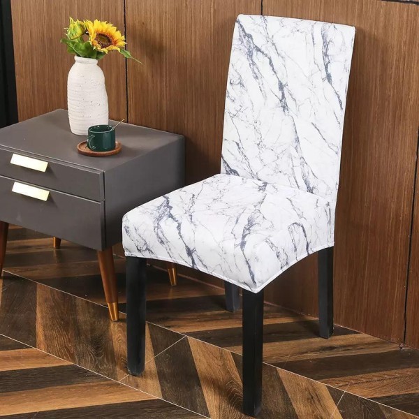 Set 6 huse universale pentru scaun, Catifea, Alb-Gri [1]