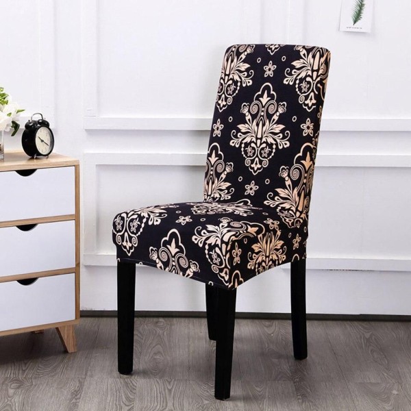 Set 6 huse universale pentru scaun, Catifea, Negru-Bej [1]