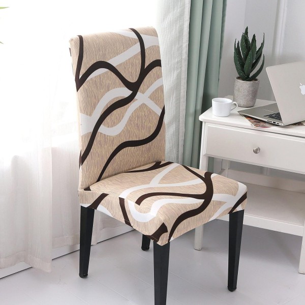 Set 6 huse universale pentru scaun, Catifea, Bej-Auriu [1]