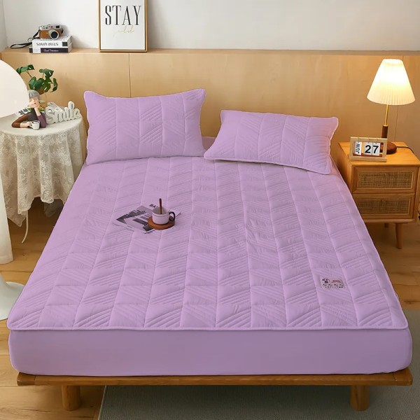 Husã matlasatã tip topper din bumbac satinat, 180x200cm + 2 fete de perna 50x70cm, Lila [1]