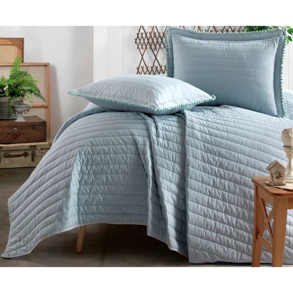 Set cuvertura de pat dublu, 3 piese, Bumbac 100%, 240x260cm, Clasy, PEDRA V4 Turquoise [1]