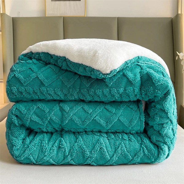 Pilota CoCoLiNo Sherpa tip Tricotaj cu blanita, matlasata, 200x230cm, turquoise [1]