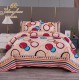 Cuvertura pentru pat dublu cu 2 fete, matlasata, Bumbac Satinat Superior, Portocaliu, cercuri, flori