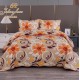 Cuvertura pentru pat dublu cu 2 fete, matlasata, Bumbac Satinat Superior, Portocaliu, cercuri, flori
