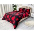 Lenjerie pat dublu, Super Pufoasa COCOLINO, 4 piese, Negru, Roșu, inimioare [2]