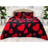 Lenjerie pat dublu, Super Pufoasa COCOLINO, 4 piese, Negru, Roșu, inimioare [7]