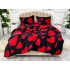 Lenjerie pat dublu, Super Pufoasa COCOLINO, 4 piese, Negru, Roșu, inimioare [6]