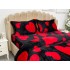 Lenjerie pat dublu, Super Pufoasa COCOLINO, 4 piese, Negru, Roșu, inimioare [12]