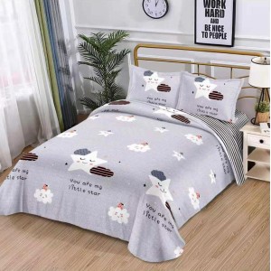 Lenjerie pat dublu cu Elastic (160x200cm si 180x200cm), bumbac satinat, Gri, norisori, stelute Lenjerie pat dublu cu Elastic (160x200cm si 180x200cm), bumbac satinat, Gri, norisori, stelute