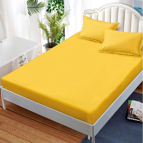 Cearsaf cu elastic, FINET, 180x200cm, 2 fete de perne 50x70cm, Galben [1]
