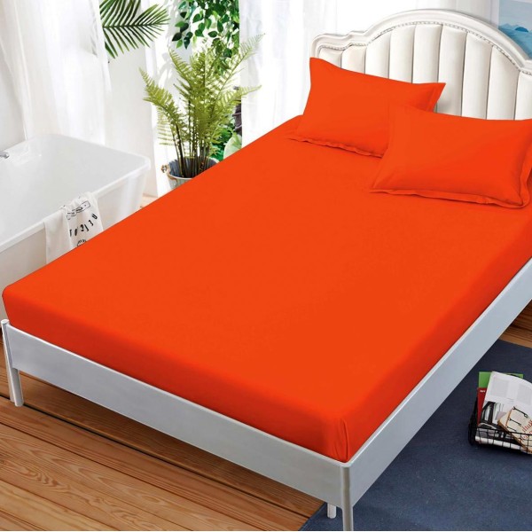 Cearsaf cu elastic, FINET, 180x200cm, 2 fete de perne 50x70cm, Portocaliu [1]