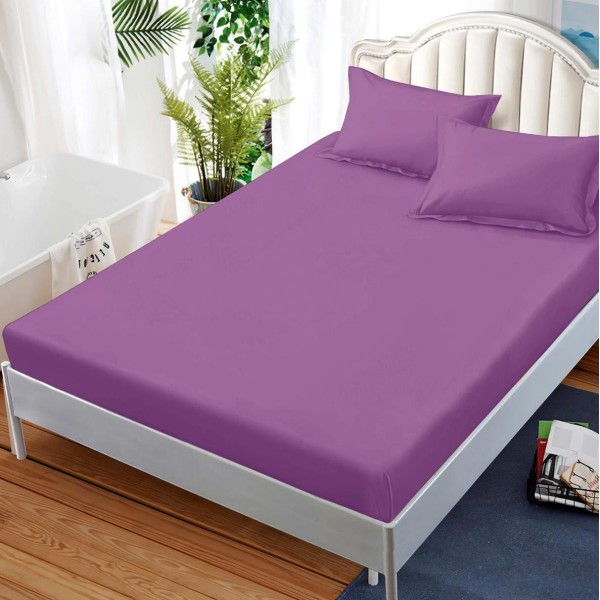 Cearsaf cu elastic, FINET, 180x200cm, 2 fete de perne 50x70cm, Mov [1]